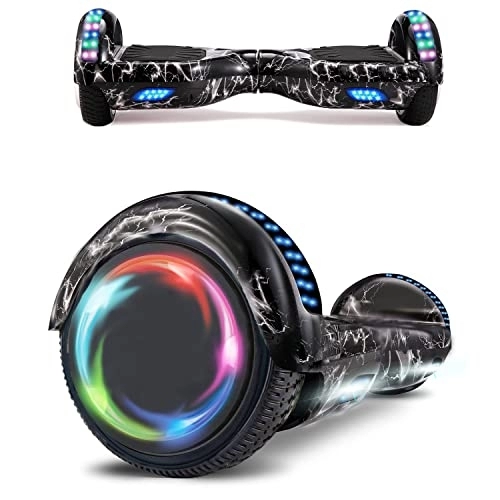 Self Balancing Segway : Windway 6.5'' Hoverboard Self Balancing Electric Scooter Overboard with Bluetooth and LED Lights, Off Road for Kids and Adults (Black-Lightning)