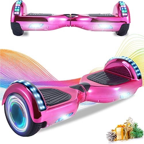 Self Balancing Segway : Windway 6.5'' Hoverboard Self Balancing Electric Scooter Overboard with Bluetooth and LED Lights, Off Road for Kids and Adults (Chrome Pink)