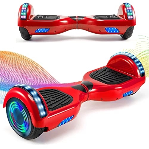 Self Balancing Segway : Windway 6.5'' Hoverboard Self Balancing Electric Scooter Overboard with Bluetooth and LED Lights, Off Road for Kids and Adults (Red)