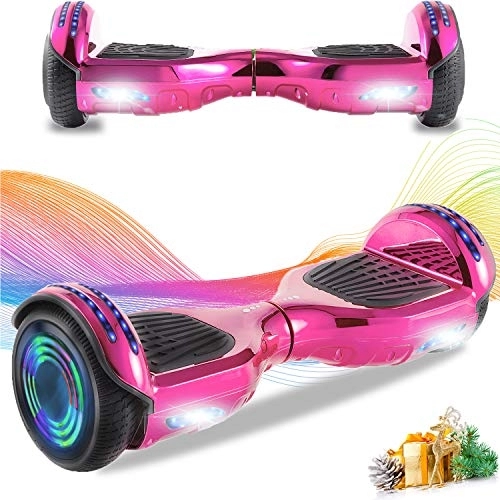 Self Balancing Segway : Windway 6.5'' Hoverboard Self Balancing Electric Scooter Overboard with Bluetooth and LED Lights, Off Road for Kids and Adults (S-Chrome Pink)
