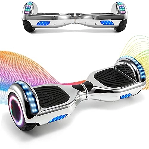Self Balancing Segway : Windway 6.5'' Hoverboard Self Balancing Electric Scooter Overboard with Bluetooth and LED Lights, Off Road for Kids and Adults (Silver)