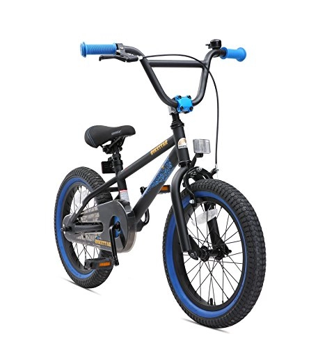 BMX : BIKESTAR Vélo Enfant pour Garcons et Filles de 4-5 Ans | Bicyclette Enfant 16 Pouces BMX avec Freins | Noir & Bleu