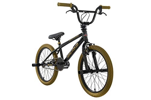 BMX : KS Cycling Vélo BMX Freestyle 20" pour garçon Noir / doré 28 cm