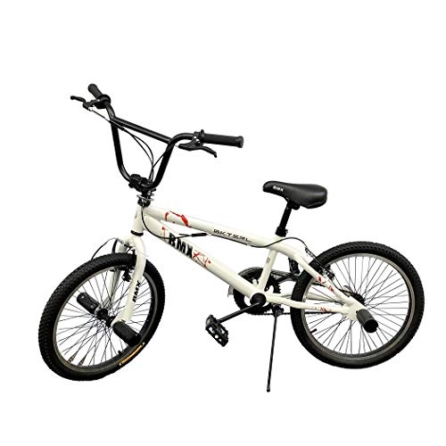 BMX : Mediawave Store - Vélo BMX FreeStyle avec cadre en acier, Jumper Spokes Wheel, taille 20" avec fente de 360°, BMX Freestyle (blanc)