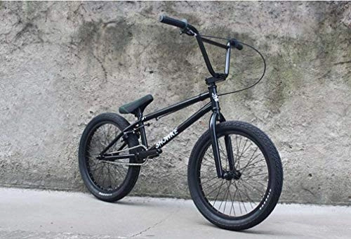 BMX : Vélos BMX freestyle 20 pouces, cadre BMX en acier au chrome-molybdène à haute résistance, manivelle à 3 sections avec 8 touches avec frein en U et capot supérieur en alliage d'aluminium forgé, Noir