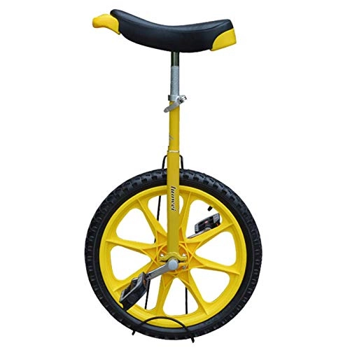 Monocycles : aedouqhr Roue de 16" pour Enfants, Uni-Cycle pour Novices / débutants, Cadeau d'anniversaire pour Fils ou Fille, avec siège Confortable (Couleur : Jaune, Taille : Roue de 16 po)
