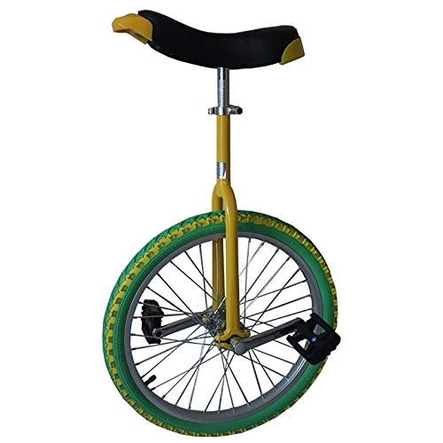Monocycles : AHAI YU Boys / Filles / Child Coloré Monocycle, Débutant (7 / 8 / 09 / 10 / 12 Ans) Balance de 18 / 16 Pouces Vélo, avec Jante d'alliage et Stand, Pneu Extra épais (Color : Yellow+Green, Size : 18INCH)