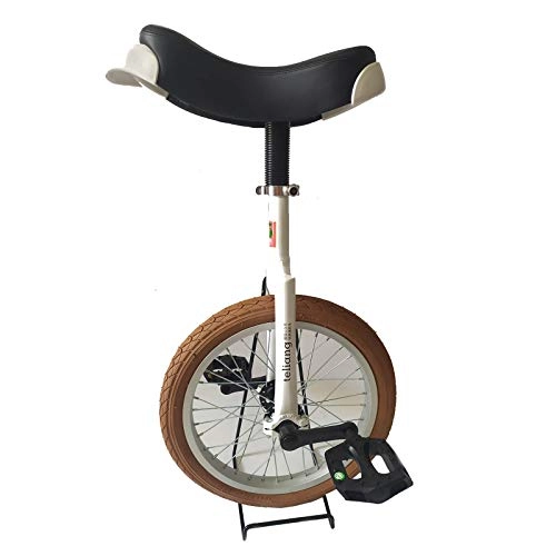 Monocycles : JLXJ Monocycle Vélo Monocycle pour Les Enfants Unisexes, Siège Réglable de 16 Pouces Vélo À Une Roue pour Le Fitness en Plein Air, Roue de Pneu Butyle Étanche, Charge: 150 Kg (Color : Brown)