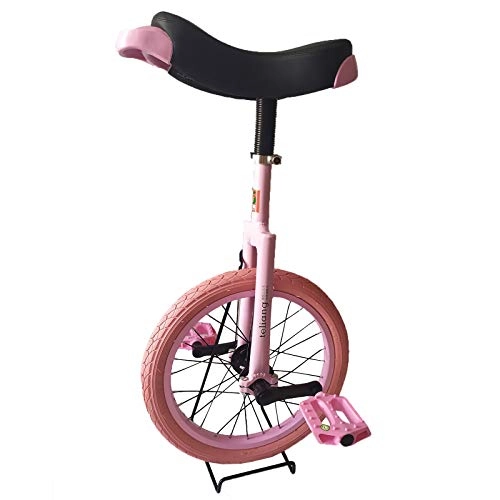 Monocycles : Monocycle pour enfants Kids 16 pouces roue monocycle, garçons filles âgées de 5 / 6 / 7 / 8 ans Uni-cycle avec jante d'alliage, hauteur de l'enfance de 3, 9-4.3ft, pneu de couleur de la mode ( Color : PINK )