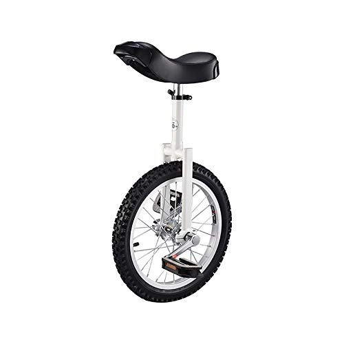 Monocycles : QWEASDF 16", 18", 20", 24" Monocycle vélo Hauteur réglable Monocycle Cirque +Support de monocycle pour Ados / Kid's / Adulte Charge Montagne, Blanc, 18