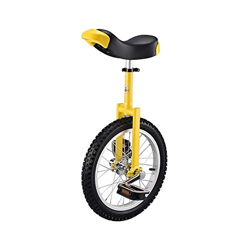 Monocycles : QWEASDF 16", 18", 20", 24" Monocycle vélo Hauteur réglable Monocycle Cirque +Support de monocycle pour Ados / Kid's / Adulte Charge Montagne, Jaune, 16