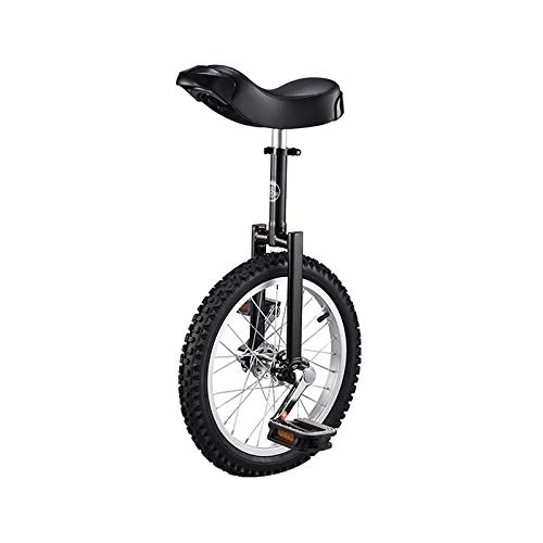 Monocycles : QWEASDF 16", 18", 20", 24" Monocycle vélo Hauteur réglable Monocycle Cirque +Support de monocycle pour Ados / Kid's / Adulte Charge Montagne, Noir, 16