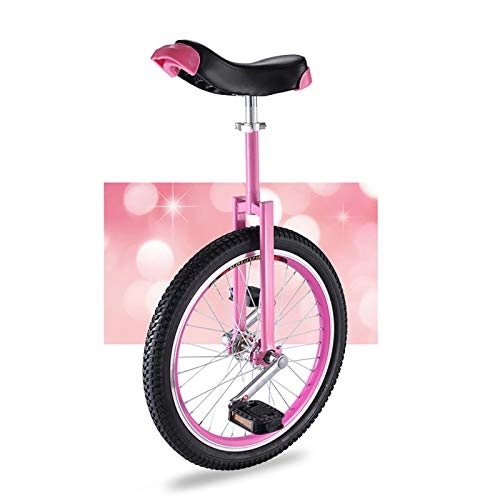 Monocycles : QWEASDF Monocycle Ajustable 16, 18, 20 Pouces pour Enfants Jeunes Monocycles Débutants Charge maximale 150 Kg, Rose, 20″