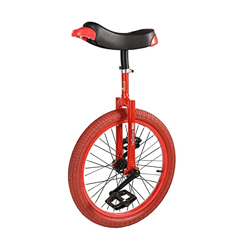 Monocycles : Rouge pour Adultes Enfants Cadre en Acier, vélo d'équilibre à Une Roue de 20 Pouces pour Adolescents Hommes Femme garçon Cavalier, Montagne en Plein air