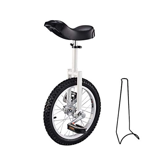 Monocycles : Unicycle Monocycle Vélo pour enfant réglable en hauteur 16 pouces 18 pouces 20 pouces avec béquille et outils de montage Charge maximale 150 kg (blanc, 20 pouces)