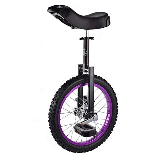 Monocycles : Vélos Monocycle 16 Pouces Antidérapant Monocycle de Roue Bicyclette pour Les Ados, Pneu de Montagne Cyclisme Exercice D'auto-équilibrage D'équilibre, à Siège Réglable (Color : Purple)