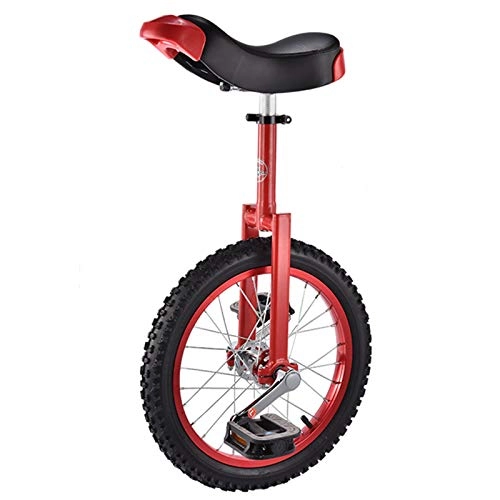 Monocycles : Vélos Monocycle 16 Pouces Antidérapant Monocycle de Roue Bicyclette pour Les Ados, Pneu de Montagne Cyclisme Exercice D'auto-équilibrage D'équilibre, à Siège Réglable (Color : Red)