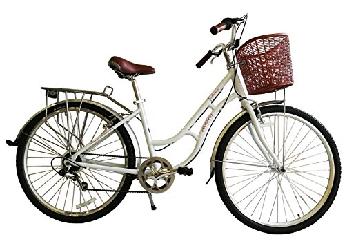 Vélos Cruiser : ECOSMO 700 C Alliage pour Femme Shop City Road Vélo 7 SP -28 Ac02 W + Panier