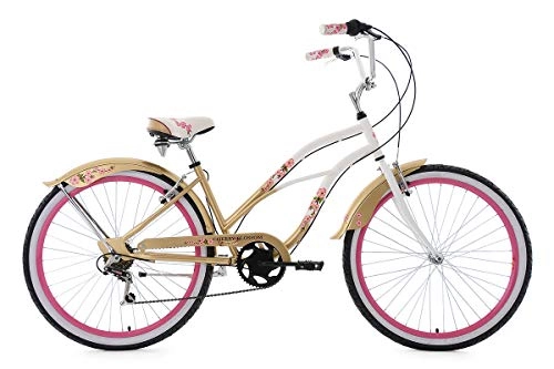 Vélos Cruiser : KS Cycling Beachcruiser Cherry Blossom Vélo Femme, Blanc, 26''