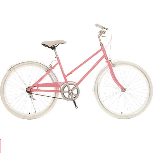Vélos Cruiser : STAD Vélo Beach Cruiser À Une Vitesse pour Femmes, Vélo De Banlieue Confortable Vélo De Ville Cadre en Acier À Haute Teneur en Carbone Roues De 24 Pouces Plusieurs Couleurs, Light Pink