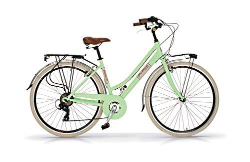 Vélos Cruiser : Via Veneto AIRBICI Bicyclette rétro pour Femme Cadre en Aluminium - Vert Clair