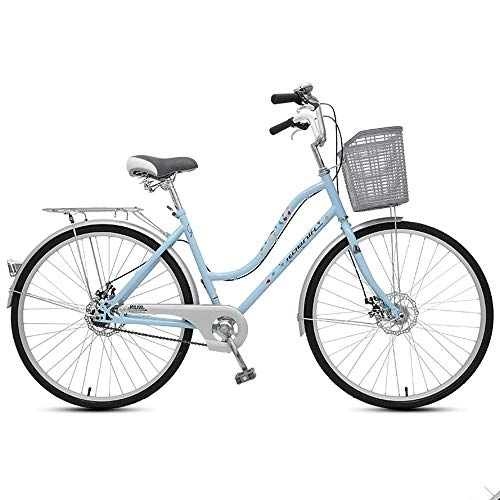 Vélos Cruiser : WOF 26 Pouces vélo de vélo for Les Femmes Adultes vélo avec Panier Ultra léger Portable étudiant Homme vélo Confort Simple Adulte Cruiser de vélo Femmes vélo (Color : B)