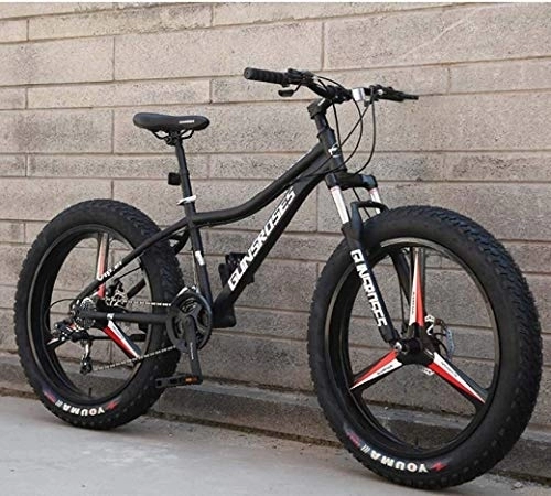 Vélos de montagnes : 21Speed ​​Vélos de route, tout-terrain Vélo de montagne, Adulte 26inch Fat Tire Hardtail motoneige, cadre de double suspension et fourche à suspension (Color : Black 3)