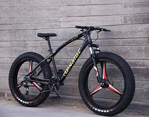 Vélos de montagnes : 24 pouces Fat Tire Hardtail VTT, Adulte Vélo de montagne, Cadre de double suspension et fourche à suspension tout terrain Vélo de montagne, (Color : Black 3 impeller)
