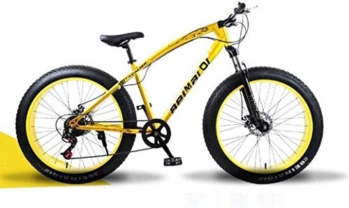 Vélos de montagnes : 24 Pouces Fat Tire Hardtail VTT, Adulte Vélo de Montagne, Cadre de Double Suspension et Fourche à Suspension Tout Terrain Vélo de Montagne, (Color : Gold Spoke)