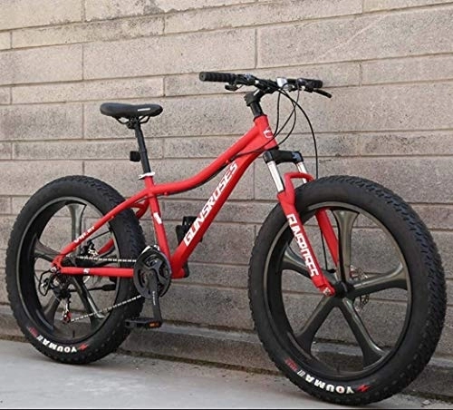 Vélos de montagnes : 24Speed ​​Mountain Bikes, 26inch Fat Tire Route, cadre de double suspension et fourche à suspension tout-terrain Vélo de montagne adulte hommes, (Color : Red 3)