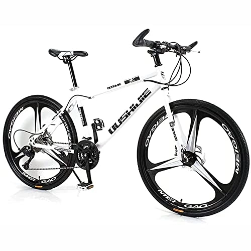 Vélos de montagnes : 26 pouces VTT pour femmes / hommes léger 21 / 24 / 27 vitesses vtt adultes vélos cadre en acier au carbone Suspension avant, Blanc, 24 speed