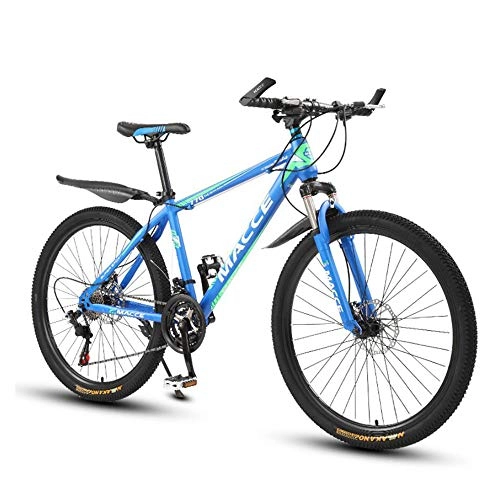 Vélos de montagnes : 26 Pouces Vélo VTT pour Les Hommes Et Les Femmes, Vélo avec des Freins À Disque, Cadre en Acier Au Carbone, Bleu, 27 Speed