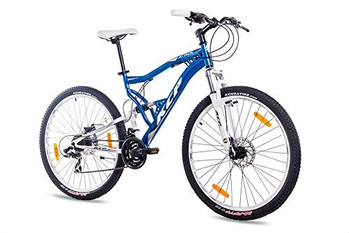 Vélos de montagnes : 27, 5 Pouces VTT vélo KCP Attack Unisexe avec 21 Vitesses Shimano TX Bleu Blanc