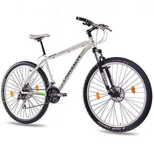 Vélos de montagnes : 29 "VTT en aluminium, Mountain Bike vélo chrisson Hitter SF Unisexe avec 24 g Disque Shimano 2 x SCHWALBE Blanc mat