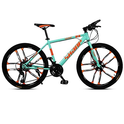 Vélos de montagnes : Adult Mountain Bike Cross Country Speed ​​Racing Unisex 26" 30 Speed ​​System Front and Rear Mechanical Disc Brakes One Wheel Red@10 Couteaux, Vert Impair_30 Vitesses 26 Pouces [160-185cm]
