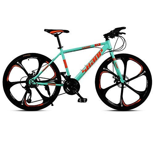 Vélos de montagnes : Adult Mountain Bike Cross Country Speed Racing Unisex 26" 30 Speed System Front and Rear Mechanical Disc Brakes One Wheel Red@6 Couteaux Verts_30 Vitesses 26 Pouces [160-185cm