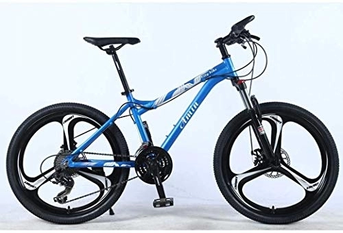 Vélos de montagnes : Adulte Vélo de route, 24En 21 vitesses VTT, léger en alliage d'aluminium Plein cadre, Suspension avant Roue Etudiante hors route Déplacement des adultes vélo, (Color : Blue)