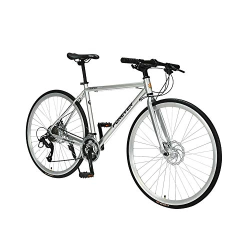 Vélos de montagnes : AEDWQ 30-Vitesse Vlo De Route, Cadre en Aluminium, Double Suspension Double Disque De Frein De Bicyclette, Spoke, Sport Pneus, Noir / Argent (Color : Silver)