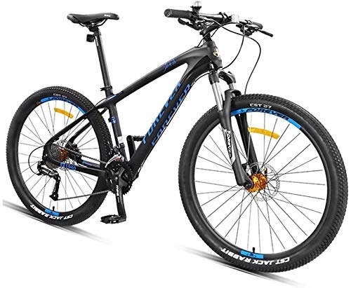 Vélos de montagnes : Aoyo Hardtail Mountain Bike, 27, 5 Pouces Big Wheels Mountain Trail Bike, Cadre en Fibre de Carbone Hommes Femmes Tout Terrain VTT, Or, 30 Vitesse, (Color : Blue)