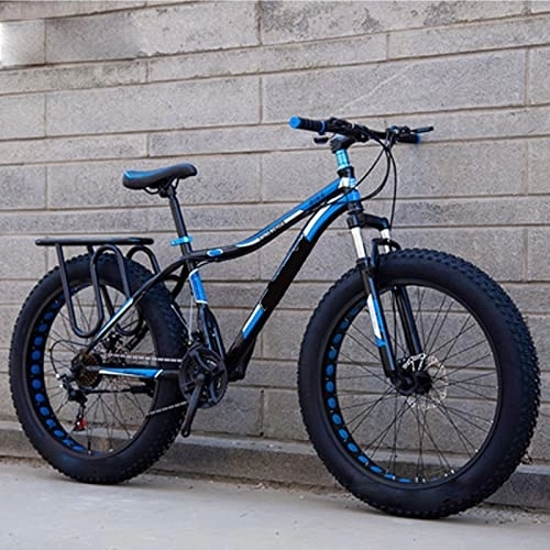 Vélos de montagnes : ASUMUI 26 Pouces 4.0 Large et épais VTT Vitesse Variable Absorption des Chocs Neige vélo Plage Tout-Terrain Double Voiture (Blue 27)