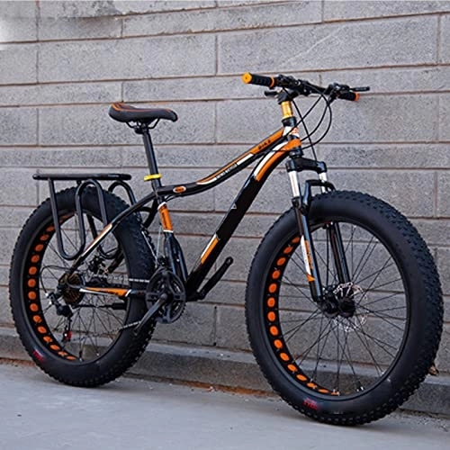Vélos de montagnes : ASUMUI 26 Pouces 4.0 Large et épais VTT Vitesse Variable Absorption des Chocs Neige vélo Plage Tout-Terrain Double Voiture (Orange 30)