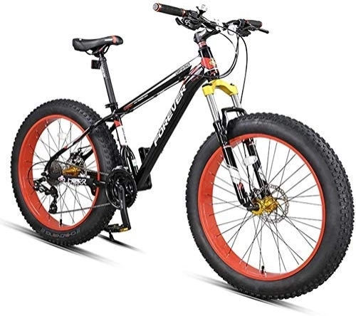 Vélos de montagnes : AYHa 27-Speed ​​Fat Tire Mountain Bikes, Adulte 26 pouces tout terrain VTT, Cadre en aluminium Semi-rigide VTT avec double disque de frein, rouge
