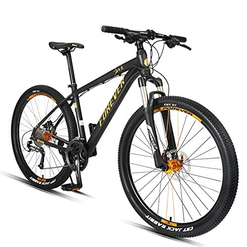 Vélos de montagnes : AZYQ VTT 27, 5 pouces, VTT semi-rigide 27 vitesses pour adulte, cadre en aluminium, VTT tout terrain, siège réglable, or