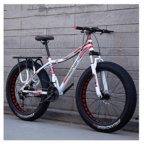 Vélos de montagnes : BCX Vélos de montagne Fat Tire pour adultes, VTT semi-rigide à frein à disque, vélo à suspension avant, VTT tout terrain pour femmes, Orange A, 26 pouces 27 vitesses, Blanc B, 24 pouces 21 vitesses