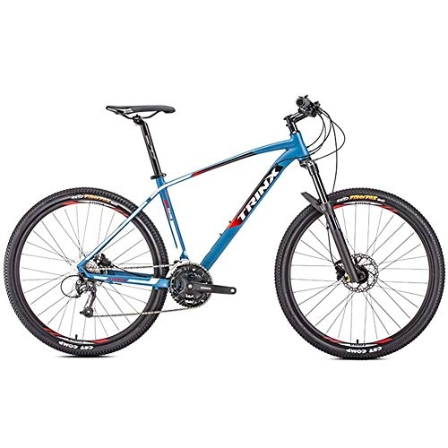 Vélos de montagnes : BCX Vélos de montagne pour adultes, 27 vitesses 27, 5 pouces Big Wheels Alpine, cadre en aluminium, VTT semi-rigide, vélos antidérapants, orange, Bleu