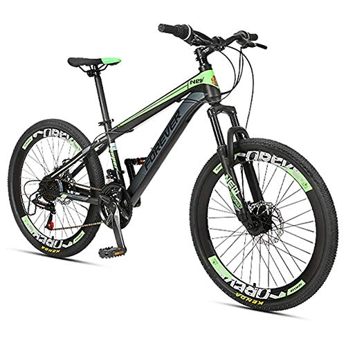 Vélos de montagnes : BCX Vélos de montagne pour enfants, vélo de montagne à 24 freins à disque double, cadre en acier à haute teneur en carbone, vélo de montagne semi-rigide pour garçons, rouge, 24 pouces, vert, 24 pouces