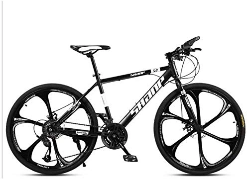 Vélos de montagnes : BECCYYLY Vélo de Montagne VTT, 24 / 26 Pouces Double Frein à Disque, Adulte VTT Pays Gearshift Vélo, VTT Semi-Rigide avec l'acier Siège réglable Carbon Black 6 Cutter Bicyclette