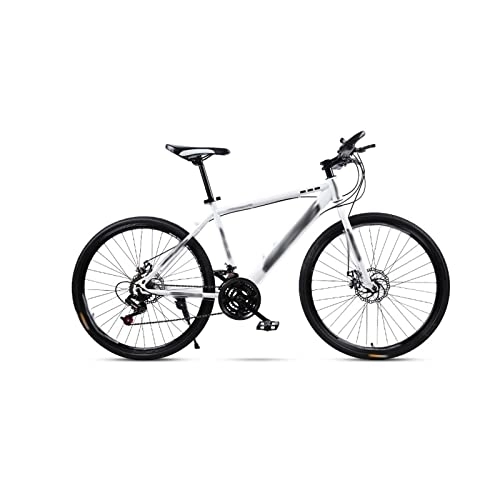 Vélos de montagnes : Bicycles for Adults Mountain Bike 30 Speed 26 inch Adult Men and Women Shock One Wheel Speed Racing Disc Brakes Off Road Student Bicycle (Color : White, Size : Small)