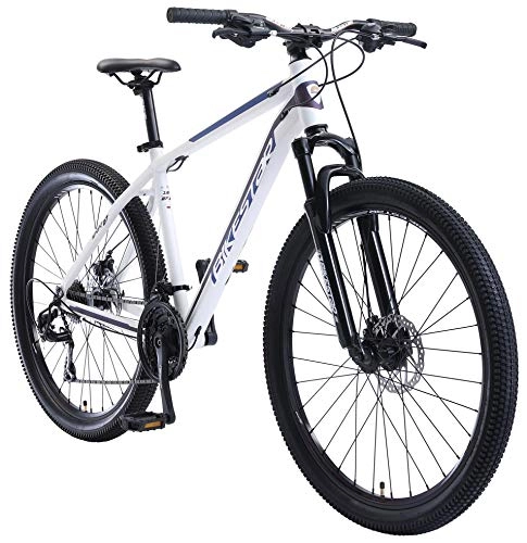 Vélos de montagnes : BIKESTAR VTT en Aluminium, Frein à Disque, 21 Vitesses Shimano, 27.5 Pouces | Mountainbike Cadre 18" Pouces MTB Suspension Avant | Blanc