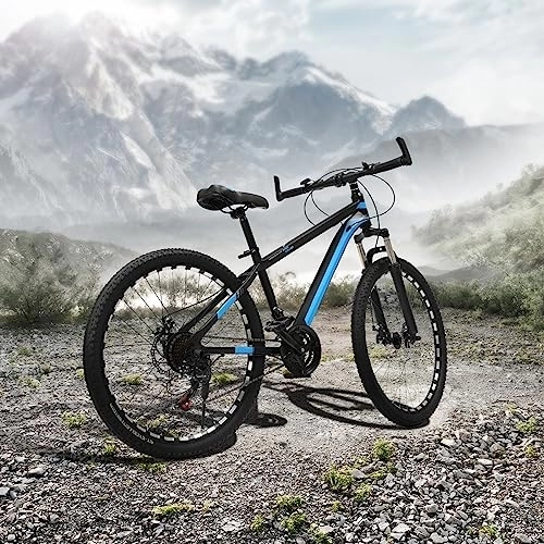 Vélos de montagnes : Brride VTT 26 pouces pour les voyages, l'exploration, les vélos adultes – 21 vitesses, freins à disque mécaniques, fourche amortissante, design sportif pour le trail, noir, bleu